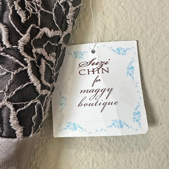 NWT Nordstrom SUZI CHIN Brown Lace & Satin Strapless Cocktail Dress Size 8 - Picture 5 of 10